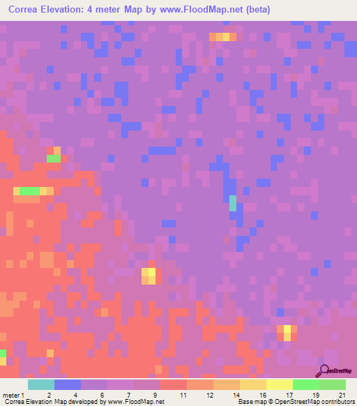 Correa,Uruguay Elevation Map