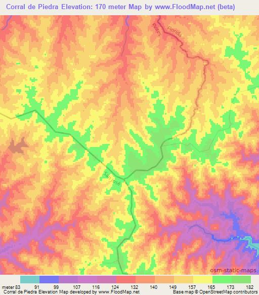 Corral de Piedra,Uruguay Elevation Map