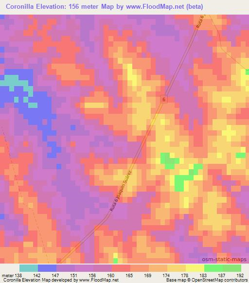 Coronilla,Uruguay Elevation Map