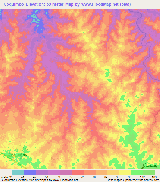 Coquimbo,Uruguay Elevation Map