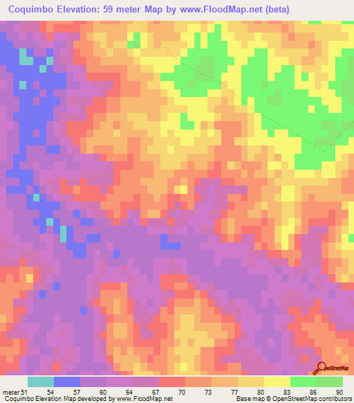 Coquimbo,Uruguay Elevation Map