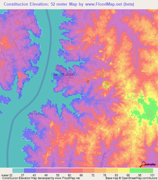 Constitucion,Uruguay Elevation Map