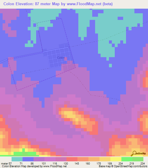 Colon,Uruguay Elevation Map