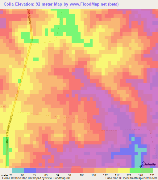 Colla,Uruguay Elevation Map