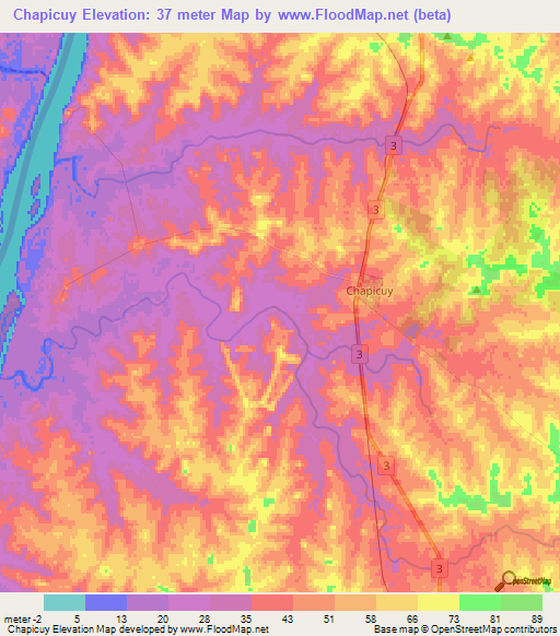 Chapicuy,Uruguay Elevation Map