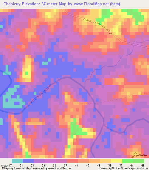 Chapicuy,Uruguay Elevation Map