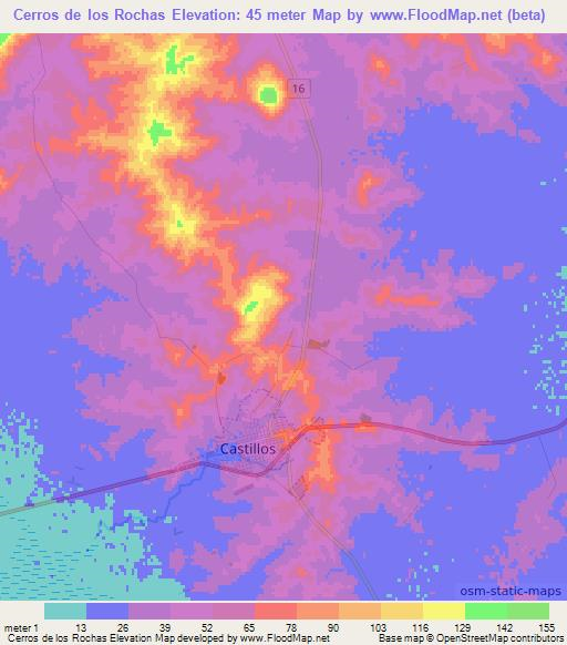 Cerros de los Rochas,Uruguay Elevation Map
