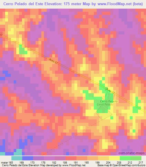 Cerro Pelado del Este,Uruguay Elevation Map
