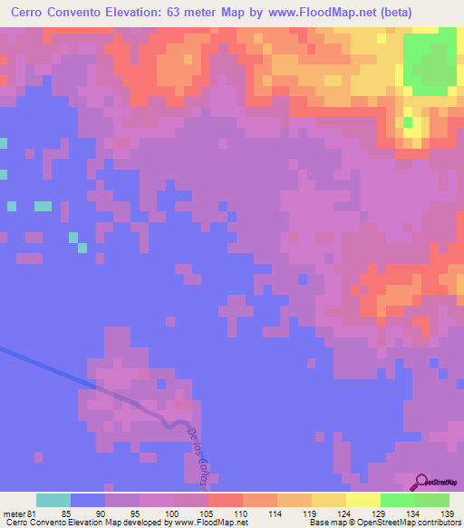 Cerro Convento,Uruguay Elevation Map