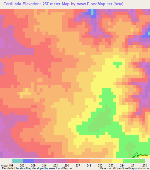 Cerrillada,Uruguay Elevation Map