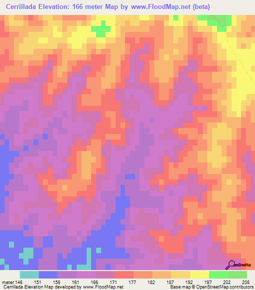 Cerrillada,Uruguay Elevation Map