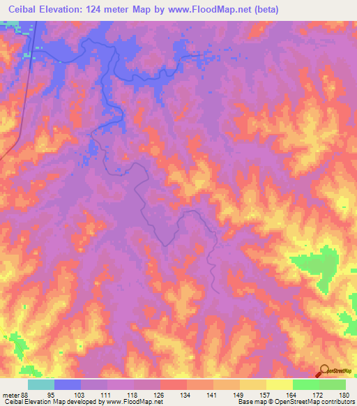 Ceibal,Uruguay Elevation Map