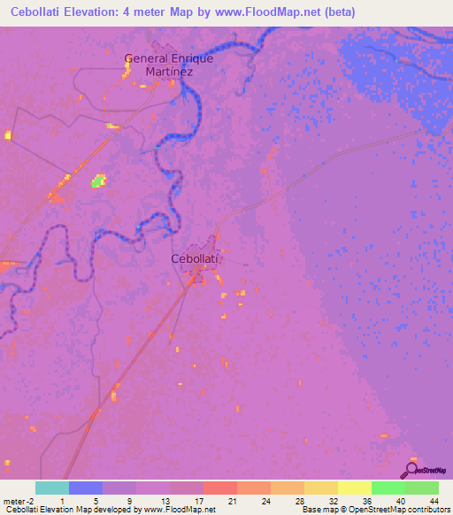 Cebollati,Uruguay Elevation Map