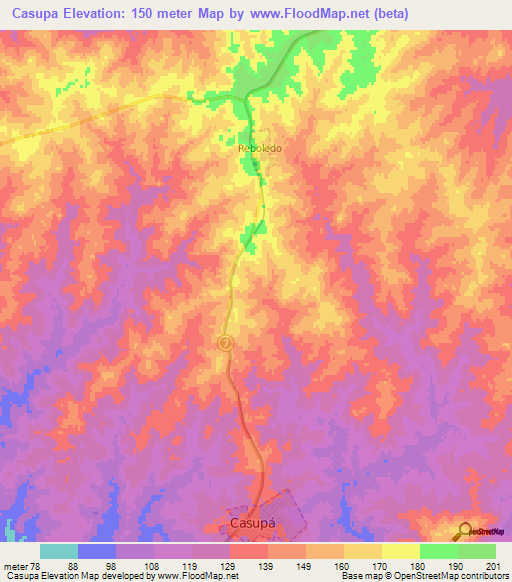 Casupa,Uruguay Elevation Map