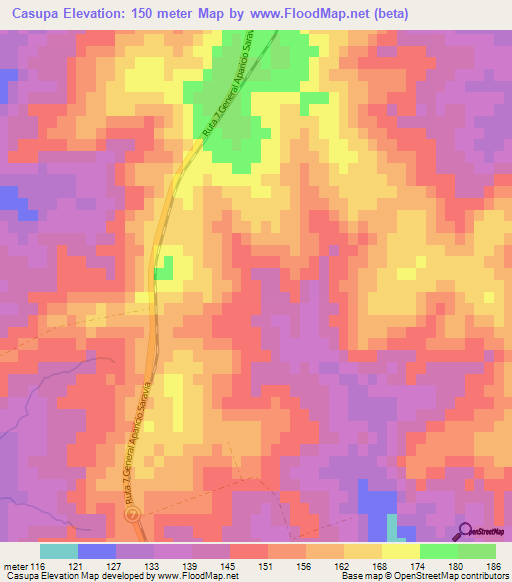 Casupa,Uruguay Elevation Map