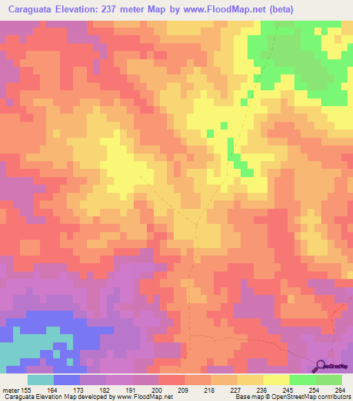 Caraguata,Uruguay Elevation Map
