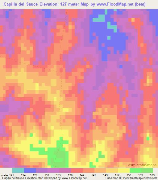 Capilla del Sauce,Uruguay Elevation Map