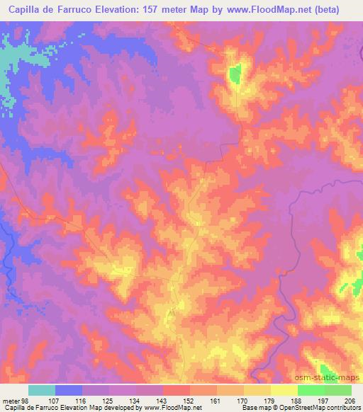 Capilla de Farruco,Uruguay Elevation Map