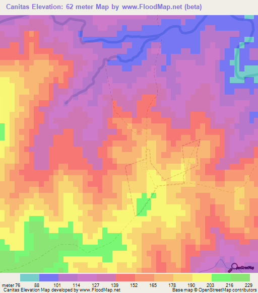 Canitas,Uruguay Elevation Map