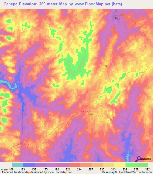 Canepa,Uruguay Elevation Map
