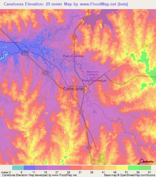 Canelones,Uruguay Elevation Map
