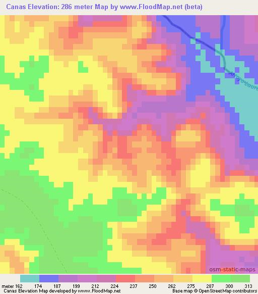Canas,Uruguay Elevation Map