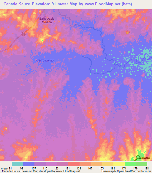 Canada Sauce,Uruguay Elevation Map