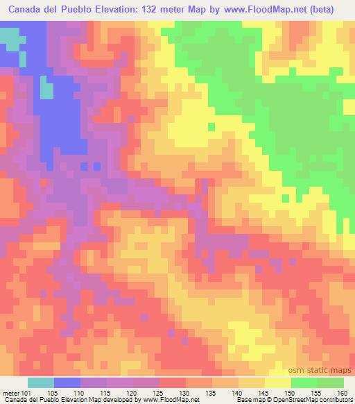 Canada del Pueblo,Uruguay Elevation Map