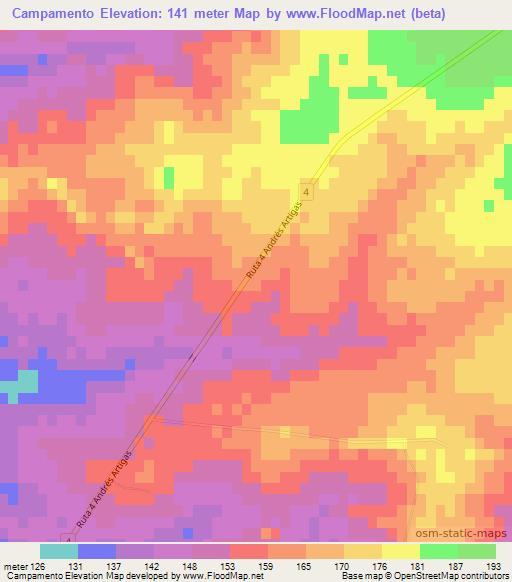 Campamento,Uruguay Elevation Map