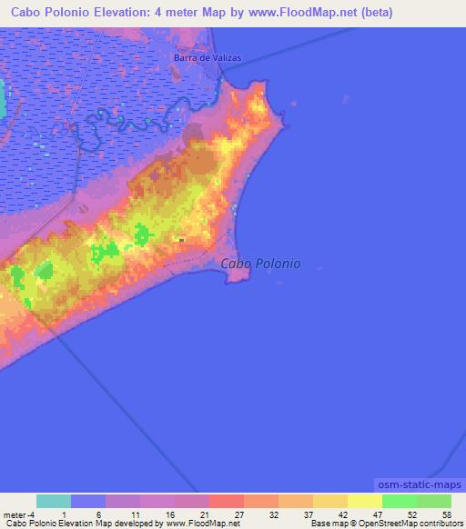 Cabo Polonio,Uruguay Elevation Map