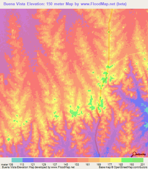 Buena Vista,Uruguay Elevation Map