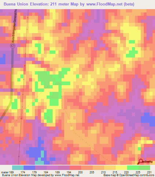 Buena Union,Uruguay Elevation Map