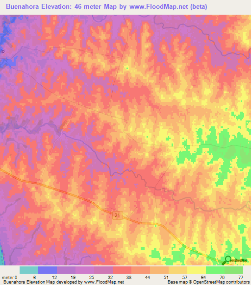 Buenahora,Uruguay Elevation Map