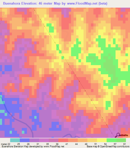 Buenahora,Uruguay Elevation Map