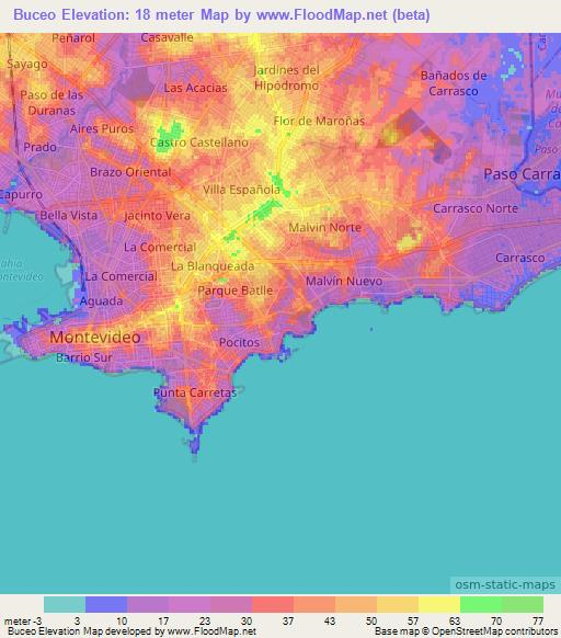 Buceo,Uruguay Elevation Map