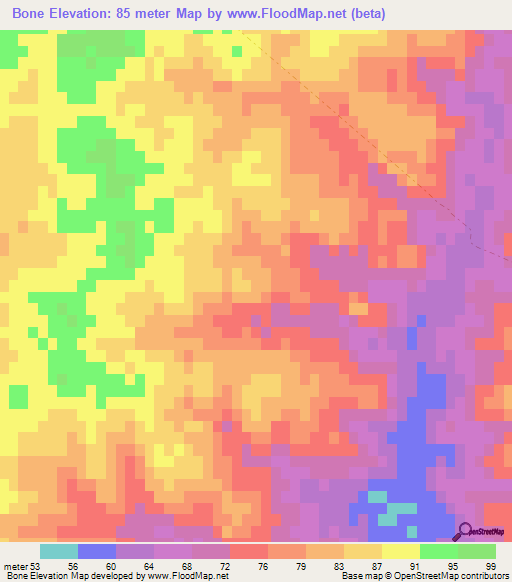 Bone,Uruguay Elevation Map