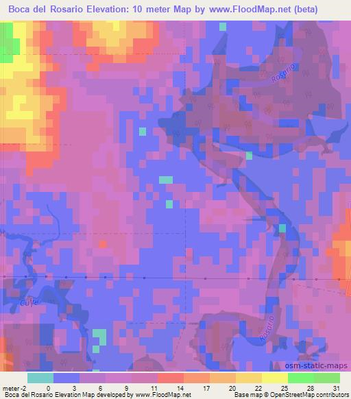 Boca del Rosario,Uruguay Elevation Map