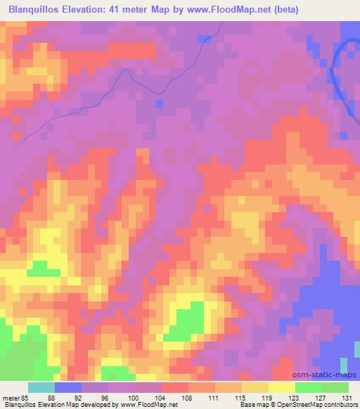 Blanquillos,Uruguay Elevation Map