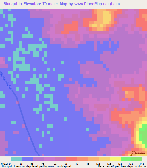 Blanquillo,Uruguay Elevation Map