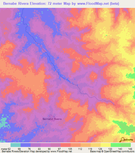 Bernabe Rivera,Uruguay Elevation Map