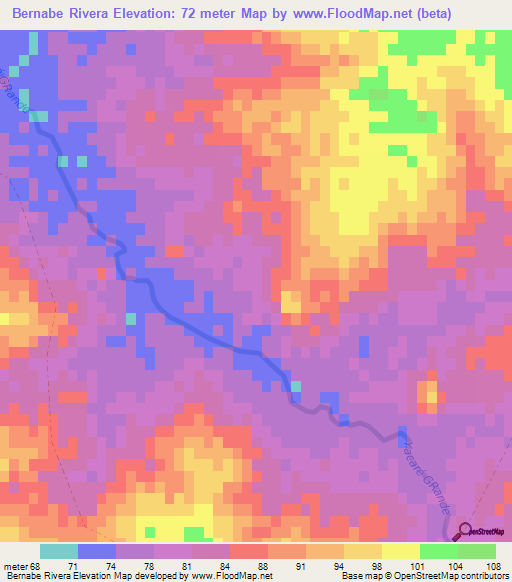 Bernabe Rivera,Uruguay Elevation Map