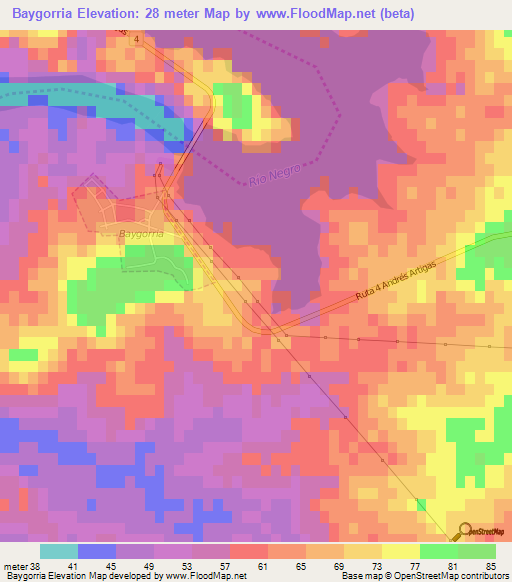 Baygorria,Uruguay Elevation Map