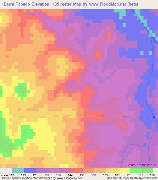 Barra Tapado,Uruguay Elevation Map