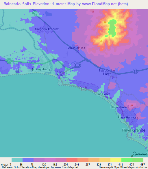 Balneario Solis,Uruguay Elevation Map