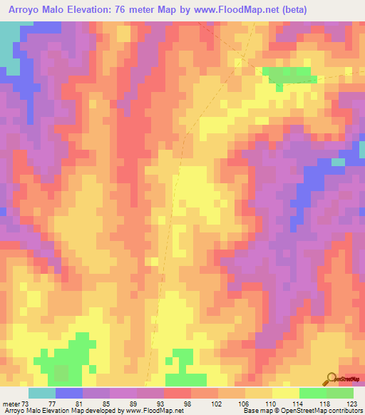 Arroyo Malo,Uruguay Elevation Map