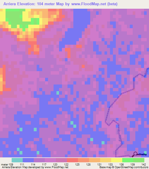 Arriera,Uruguay Elevation Map