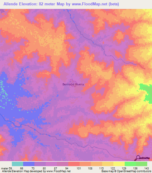 Allende,Uruguay Elevation Map