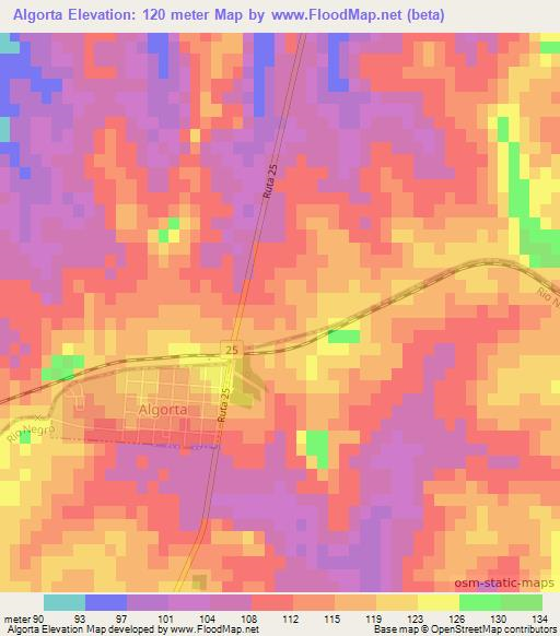 Algorta,Uruguay Elevation Map