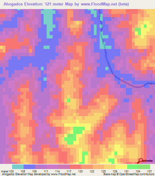 Ahogados,Uruguay Elevation Map