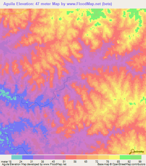 Aguila,Uruguay Elevation Map